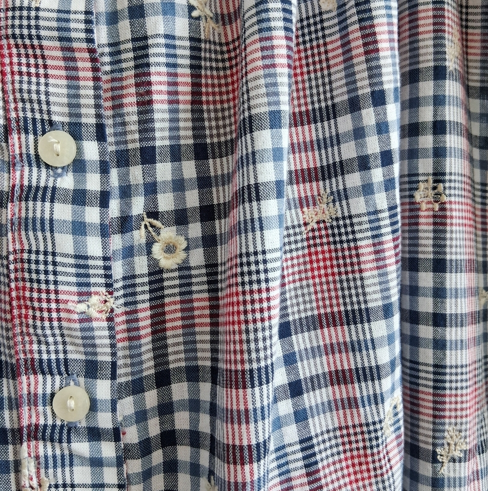 Anthropologie Plus Floral Embroidery Plaid Mini Dress - Picture 7 of 16